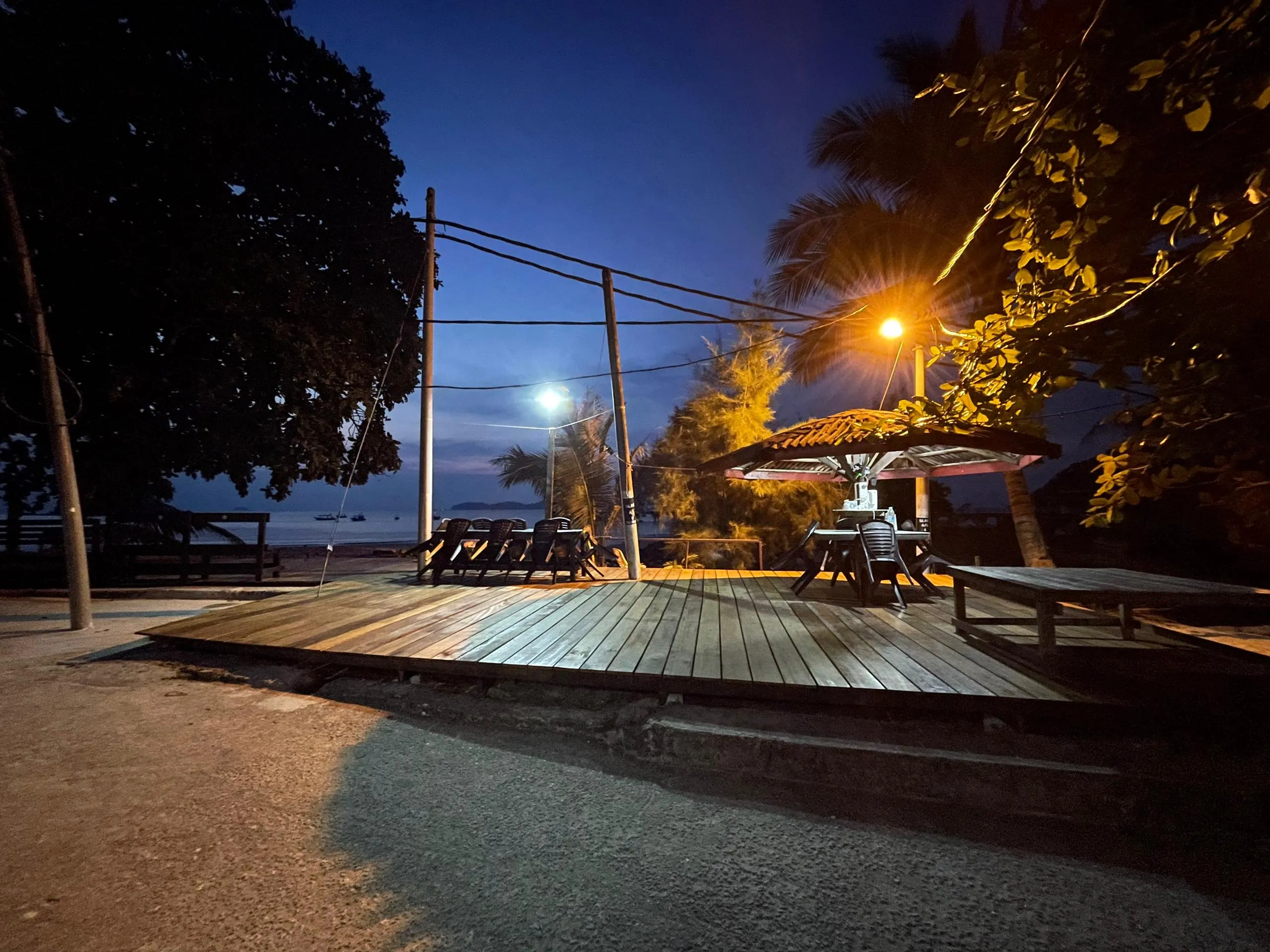 Night boardwalk to beach
